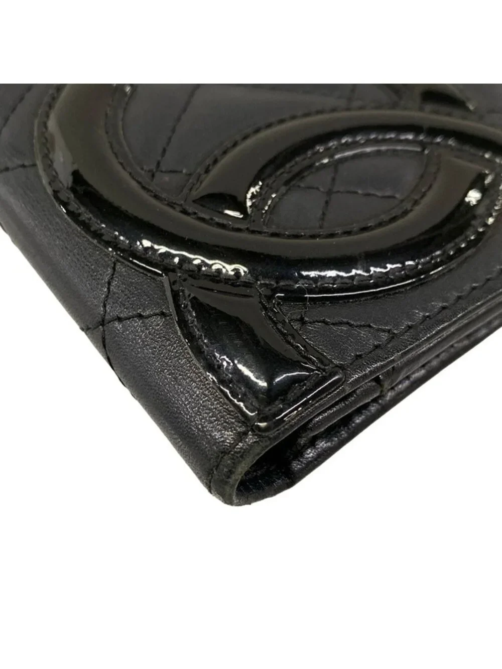 Chanel Wallet Cambon Line Black Silver Leather Lambskin